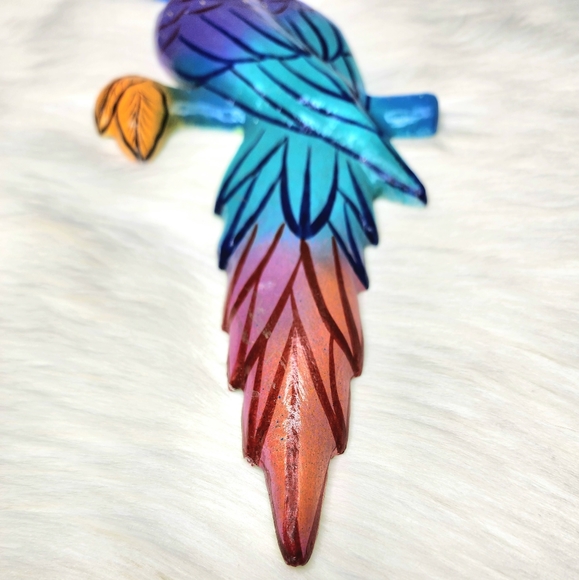 Vintage Mccaw Parrot Papier Mache Wall Hanging Hand Painted in Mexico - Picture 4 of 10